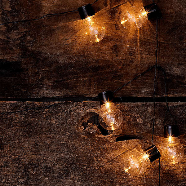 Solar Powered Retro Bulb String Of 10  LED Lights