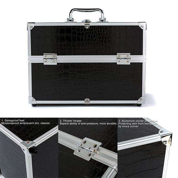 Train Case Cosmetic Organizer Box 7400 - Black