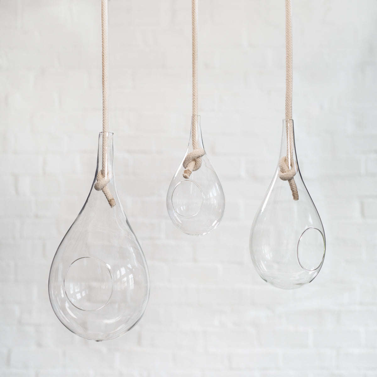 Raindrop Glass Hanging Planter - Small - 25cm