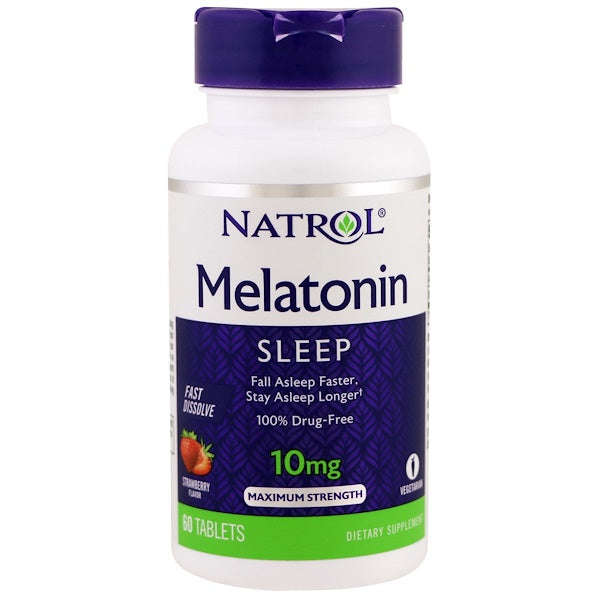 Natrol, Melatonin, Sleep, Fast Dissolve, Strawberry, 10 mg, 60 Tablets