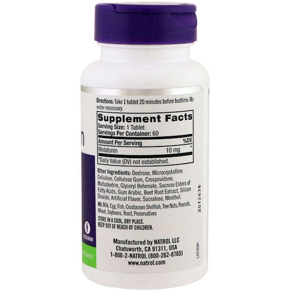 Natrol, Melatonin, Sleep, Fast Dissolve, Strawberry, 10 mg, 60 Tablets