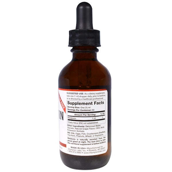 Olympian Labs Inc., Melatonin, Alcohol Free, 1 mg, 2 oz