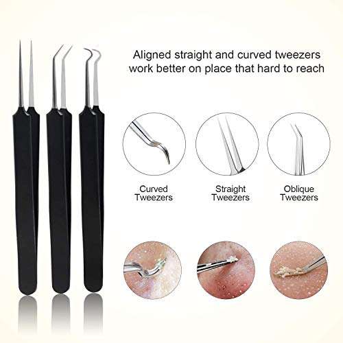Pimple Popper Tool, Aooeou Stainless Steel Blackhead Remover Acne Tool 10 PCS Kit with a Metal Case