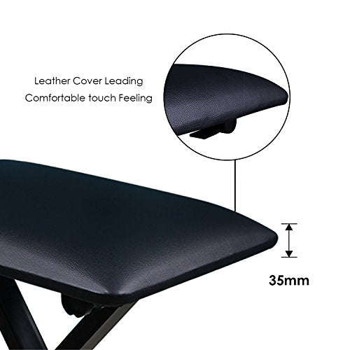 Mugig Piano Keyboard Bench, 3 Height Adjustable Keyboard Seat with 35mm Leather, Keyboard Stool f...