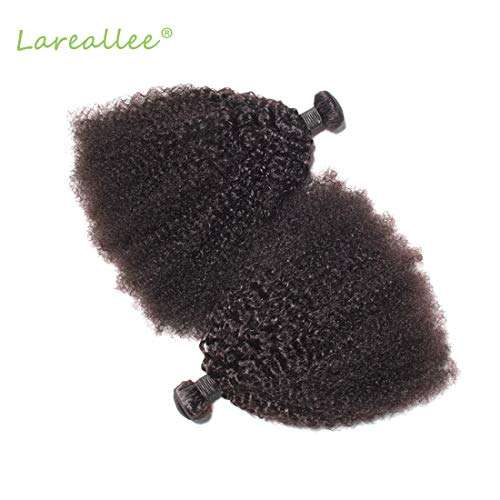 Lareallee Afro Kinky Curly Hair 4 pc Natural Color 10inch Brazilian Hair Weave Bundles Remy Human...