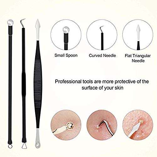 Pimple Popper Tool, Aooeou Stainless Steel Blackhead Remover Acne Tool 10 PCS Kit with a Metal Case