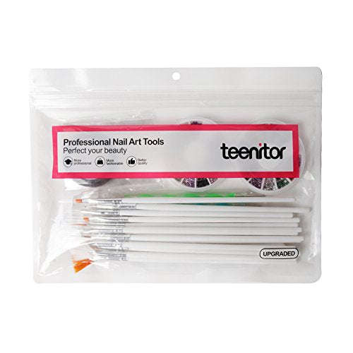 Nail Art Brushes, Teenitor 3d Nail Art Paiting Polish Design Kit with 15 Nail gel Brushes, Nail D...