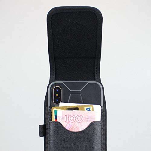 aubaddy Vertical Nylon Belt Pouch with ID Card Holder Cell Phone Holster Case w Belt Loop for iPh...