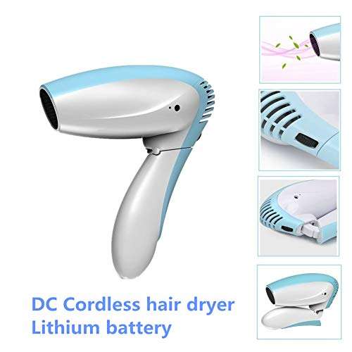 Cordless Hair Dryer with Folding Handle, DC Hair Dryer Rechargeable Suitable for Indoor, Outdoor,...