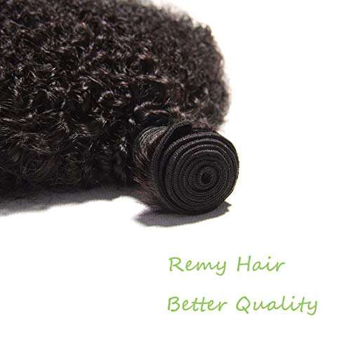 Lareallee Afro Kinky Curly Hair 4 pc Natural Color 10inch Brazilian Hair Weave Bundles Remy Human...