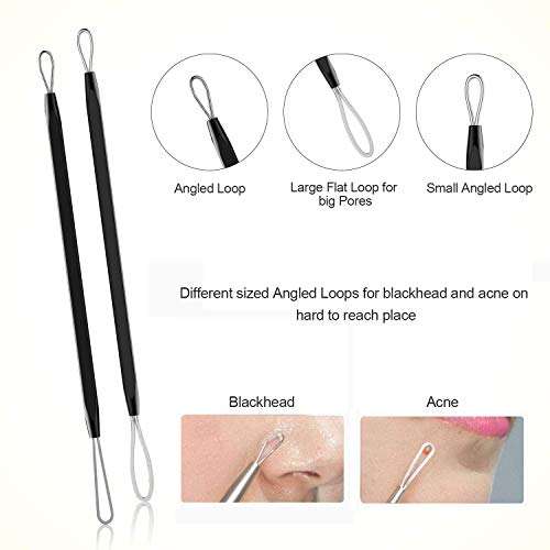 Pimple Popper Tool, Aooeou Stainless Steel Blackhead Remover Acne Tool 10 PCS Kit with a Metal Case