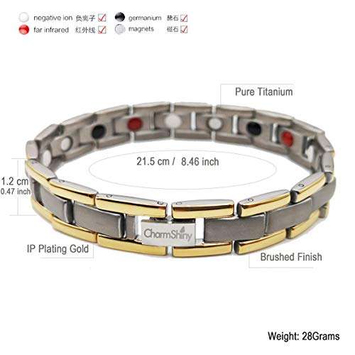 Titanium Magnetic Bracelet Therapy with 4 Element for Men/Women Arthritis Pain Relief Carpal...