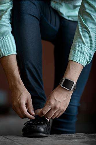 Greatfine Compatible with Apple Watch Band 42mm ,Men Metal Protective Apple Watch Case Sport Sili...