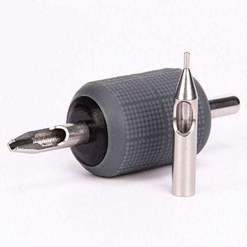 Tattoo Grip 25mm Black Aluminum Alloy Self Lock Tattoo Grips with Gray Silicone Grip Cover Tattoo...