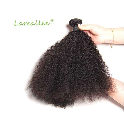 Lareallee Afro Kinky Curly Hair 4 pc Natural Color 10inch Brazilian Hair Weave Bundles Remy Human...