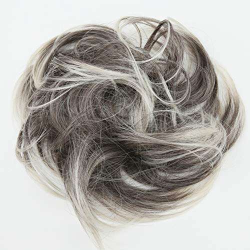 PRETTYSHOP Hairpiece Scrunchie Bun Up Do | Ponytail Extensions | Wavy Curly or Messy (Grey...