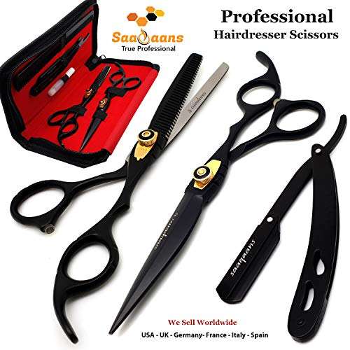Saaqaans MSS-01 Professional Hairdresser Scissors Set - Package includes Barber Scissor, Thinning...