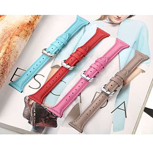 bayite Bands Compatible Fitbit Versa, Slim Genuine Leather Band Replacement Accessories Strap Ver...