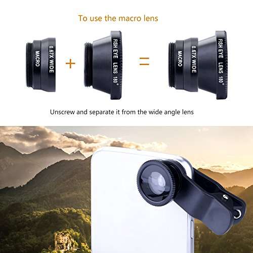 Longruner 10 in 1 Mini Lens Kit 8 x Telephoto Lens + Fish Eye Lens + Wide Angle + Macro Lens Self...