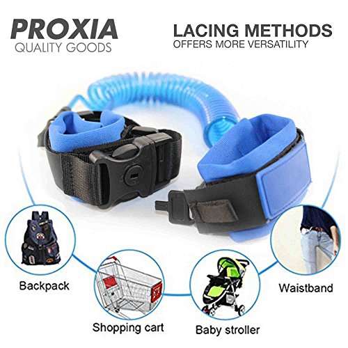 Anti Lost Wrist Link - Safety Strap Kid Leash for Babies, Toddlers & Kids with Key and Lock (Blue)