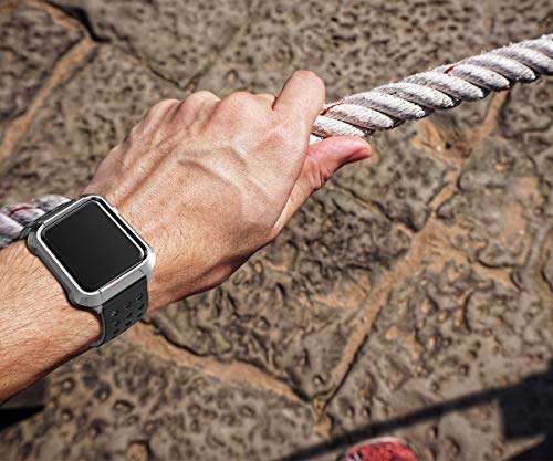 Greatfine Compatible with Apple Watch Band 42mm ,Men Metal Protective Apple Watch Case Sport Sili...