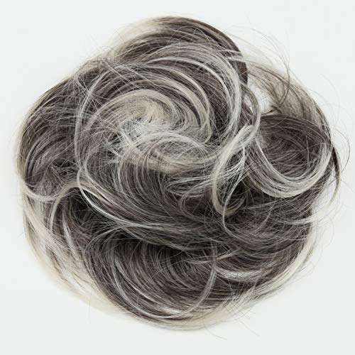 PRETTYSHOP Hairpiece Scrunchie Bun Up Do | Ponytail Extensions | Wavy Curly or Messy (Grey...