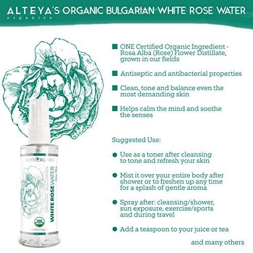 Alteya Organic White Rose Water Spray 100ml - 100% USDA Certified Organic Authentic Pure Natural ...