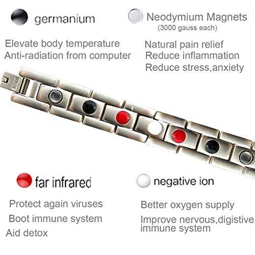 Titanium Magnetic Bracelet Therapy with 4 Element for Men/Women Arthritis Pain Relief Carpal...