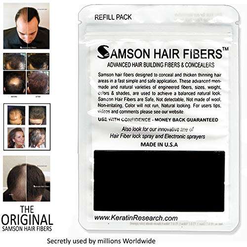 Hair Building Fibers DARK BROWN Refill kit By Samson Large 25 Grams Made in USA Hair Concealer