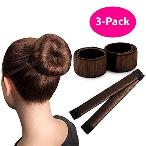 Brown Magic Bun Maker / 3 PACK/Perfect Hair Bun Making Tool/Donut Bun DIY Hair Styling/Hair Bun...