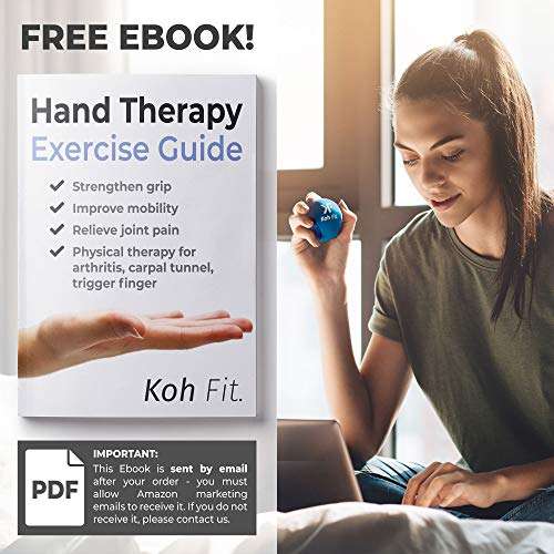 Koh Fit Stress Ball for Adults - Stress Reliever Squeeze Balls - Bonus 18-Page Hand Exercise Ther...