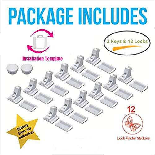 Eco-Baby Child Safety Magnetic Cabinet and Drawer Locks for Proofing Kitchen 12 Pack Child Latches