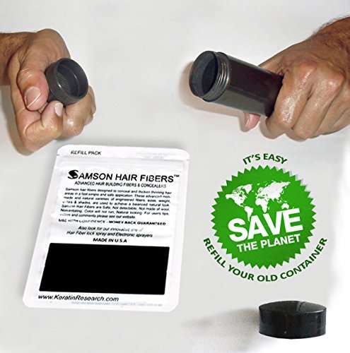 Hair Building Fibers DARK BROWN Refill kit By Samson Large 25 Grams Made in USA Hair Concealer