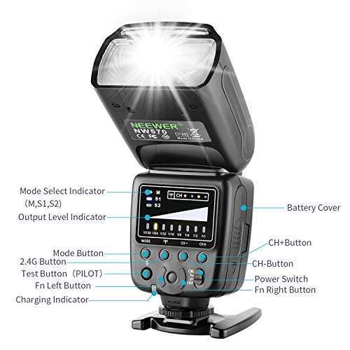 Neewer Flash Speedlite with 433MHz Wireless System and 16 Channel RT Transmitter for Canon Nikon ...