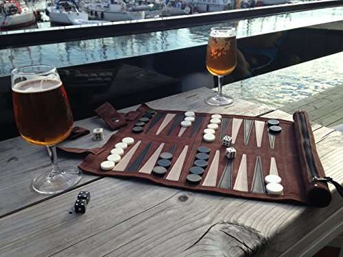 Sondergut Roll-Up Suede Backgammon Game (Color-Mocha)
