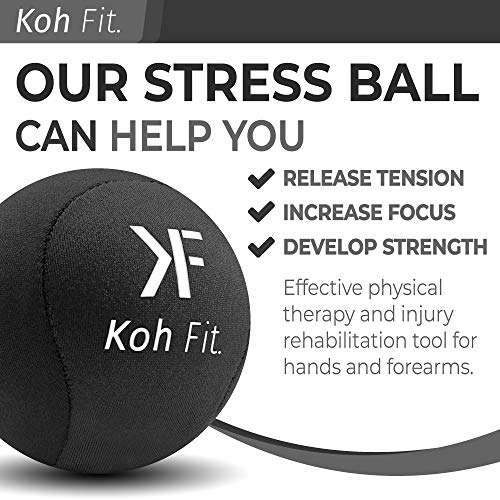 Koh Fit Stress Ball for Adults - Stress Reliever Squeeze Balls - Bonus 18-Page Hand Exercise Ther...