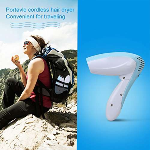 Cordless Hair Dryer with Folding Handle, DC Hair Dryer Rechargeable Suitable for Indoor, Outdoor,...