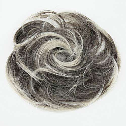 PRETTYSHOP Hairpiece Scrunchie Bun Up Do | Ponytail Extensions | Wavy Curly or Messy (Grey...