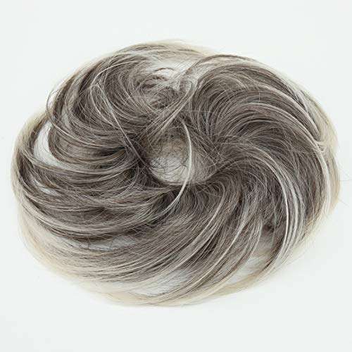 PRETTYSHOP Hairpiece Scrunchie Bun Up Do | Ponytail Extensions | Wavy Curly or Messy (Grey...