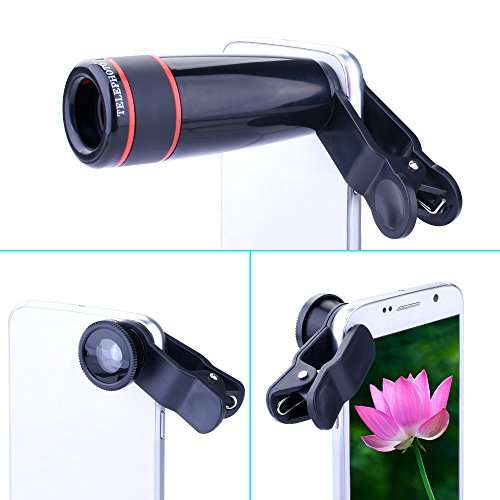 Longruner 10 in 1 Mini Lens Kit 8 x Telephoto Lens + Fish Eye Lens + Wide Angle + Macro Lens Self...