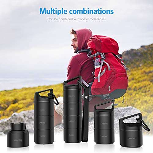 [Upgraed Version] AMIR Phone Camera Lens, 5 in 1 Cell Phone Lens Kit, 15X Macro Lens + 0.6X Wide ...