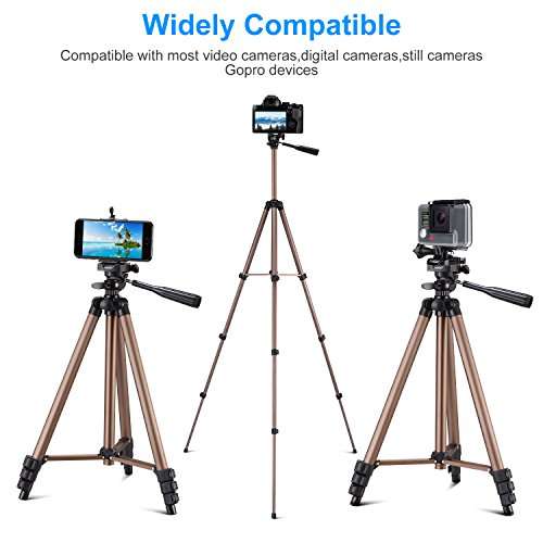 Kwithan Yunteng 50 Inch Aluminum Tripod, Video Tripod for Cellphone and Camera, Universal Tripod ...