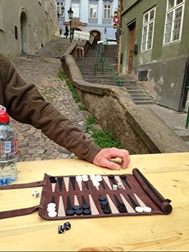 Sondergut Roll-Up Suede Backgammon Game (Color-Mocha)