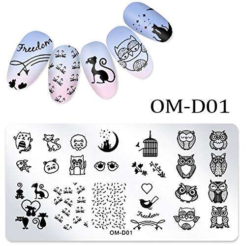 WOKOTO 5Pcs Nail Art Plates Stamping Set Fruit Animal Cat Panda Mandala Image Design Plates...