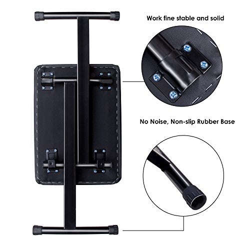 Mugig Piano Keyboard Bench, 3 Height Adjustable Keyboard Seat with 35mm Leather, Keyboard Stool f...