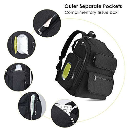 ACCEWIT Diaper Bag Waterproof Backpack Large Capacity Diaper Bag With Stroller Straps,Changing...