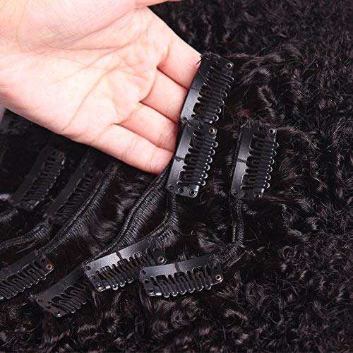 Afro Kinky Curly Hair Clip In Human Hair Extensions 4B 4C 100% Human Natural Black Color Hair Cli...