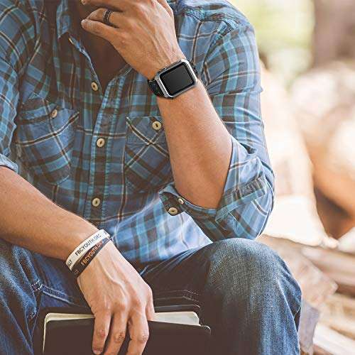 Greatfine Compatible with Apple Watch Band 42mm ,Men Metal Protective Apple Watch Case Sport Sili...