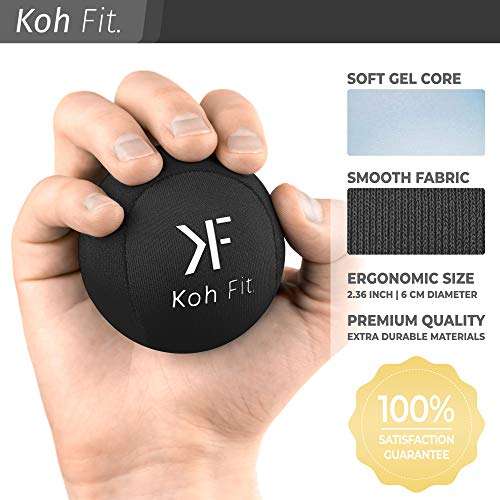 Koh Fit Stress Ball for Adults - Stress Reliever Squeeze Balls - Bonus 18-Page Hand Exercise Ther...