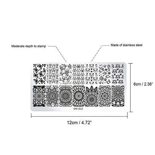 WOKOTO 5Pcs Nail Art Plates Stamping Set Fruit Animal Cat Panda Mandala Image Design Plates...